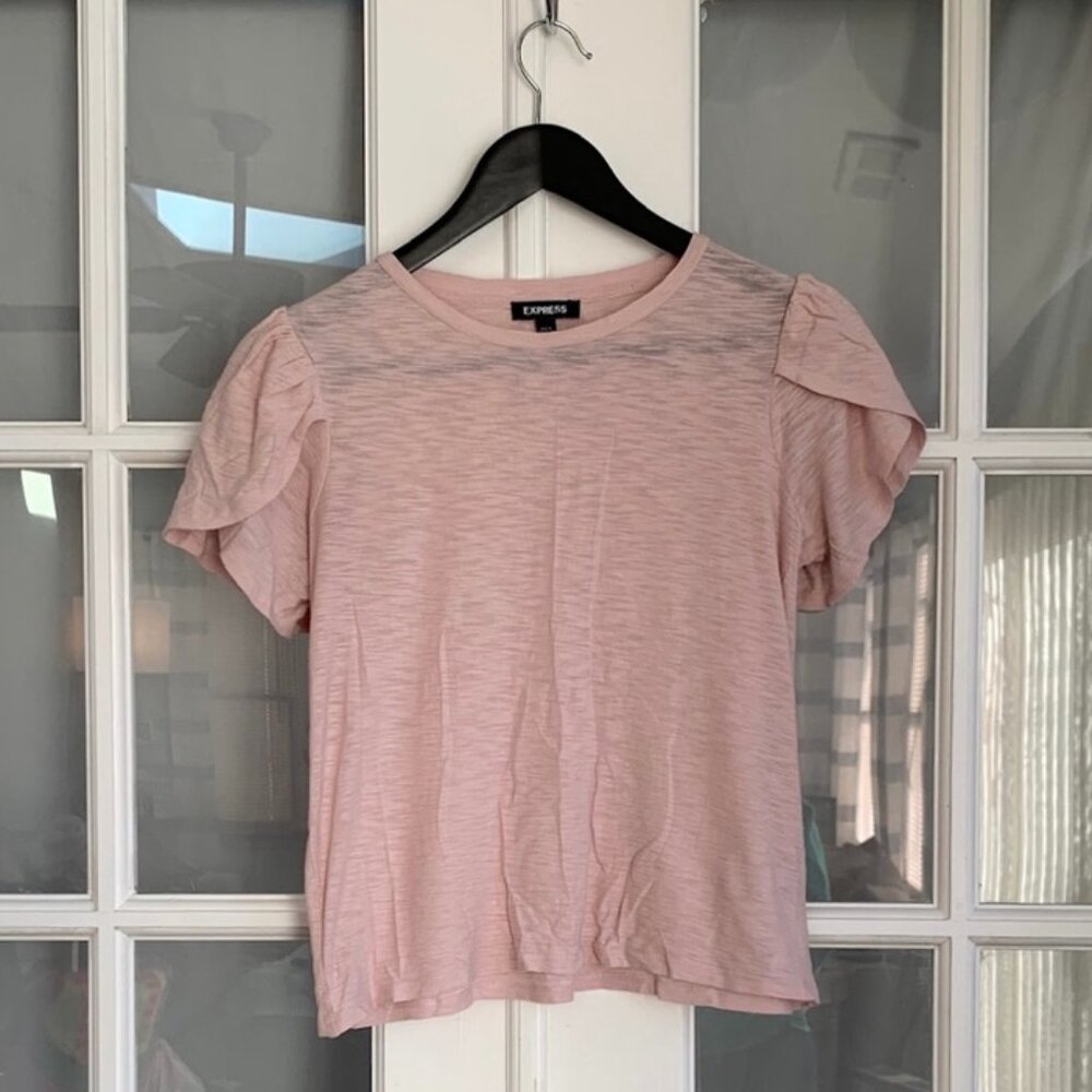 Express Petal Sleeve Roundneck Lightweight Cotton Blouse